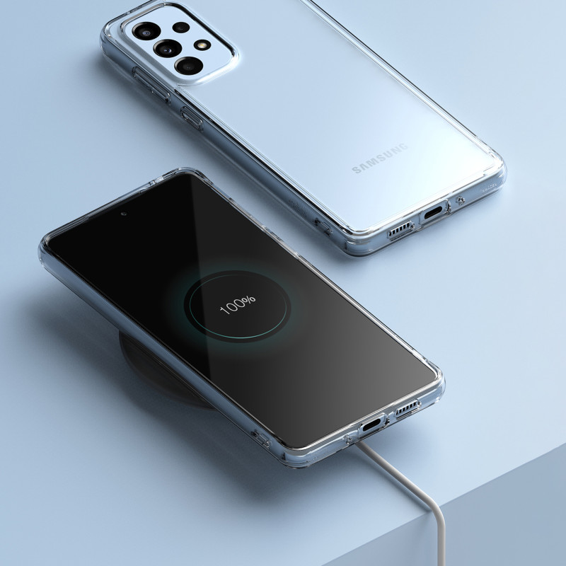 Galaxy A73 Fusion skaidrus dėklas su gelio rėmeliu
