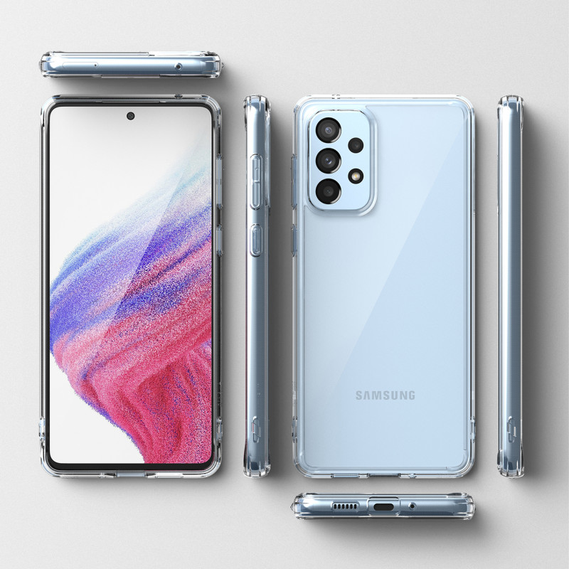 Galaxy A73 Fusion skaidrus dėklas su gelio rėmeliu
