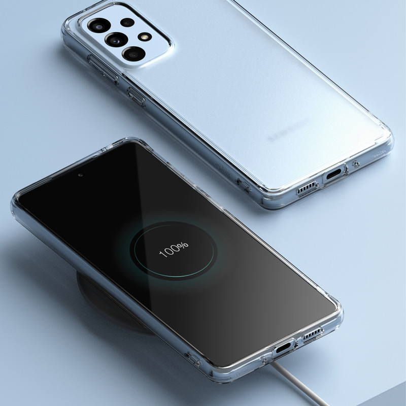 Galaxy A73 Fusion Matte pusiau permatomas dėklas su gelio rėmeliu