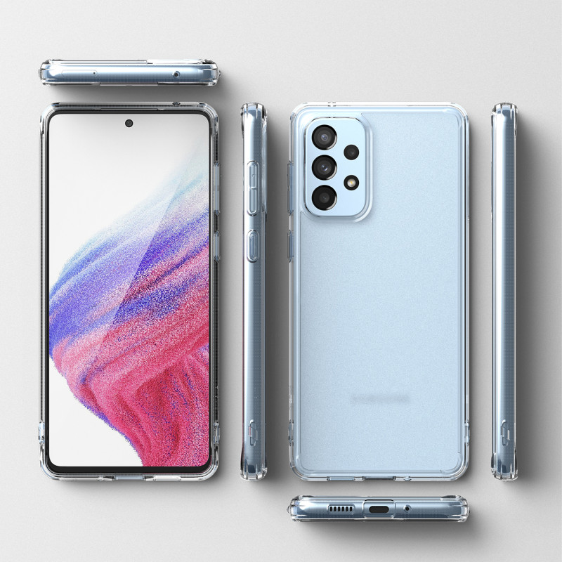 Galaxy A73 Fusion Matte pusiau permatomas dėklas su gelio rėmeliu