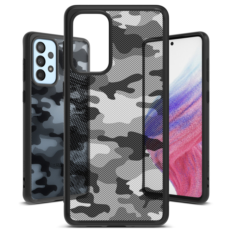 Galaxy A73 Fusion Matte juodas dėklas su gelio rėmeliu