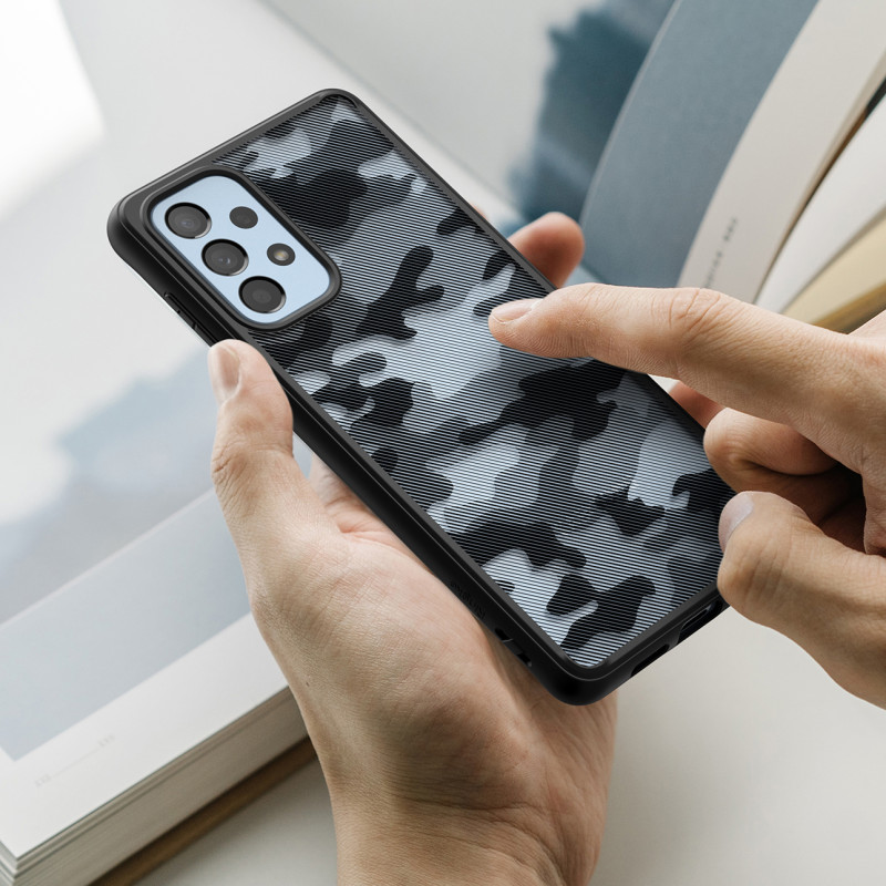 Galaxy A73 Fusion Matte juodas dėklas su gelio rėmeliu