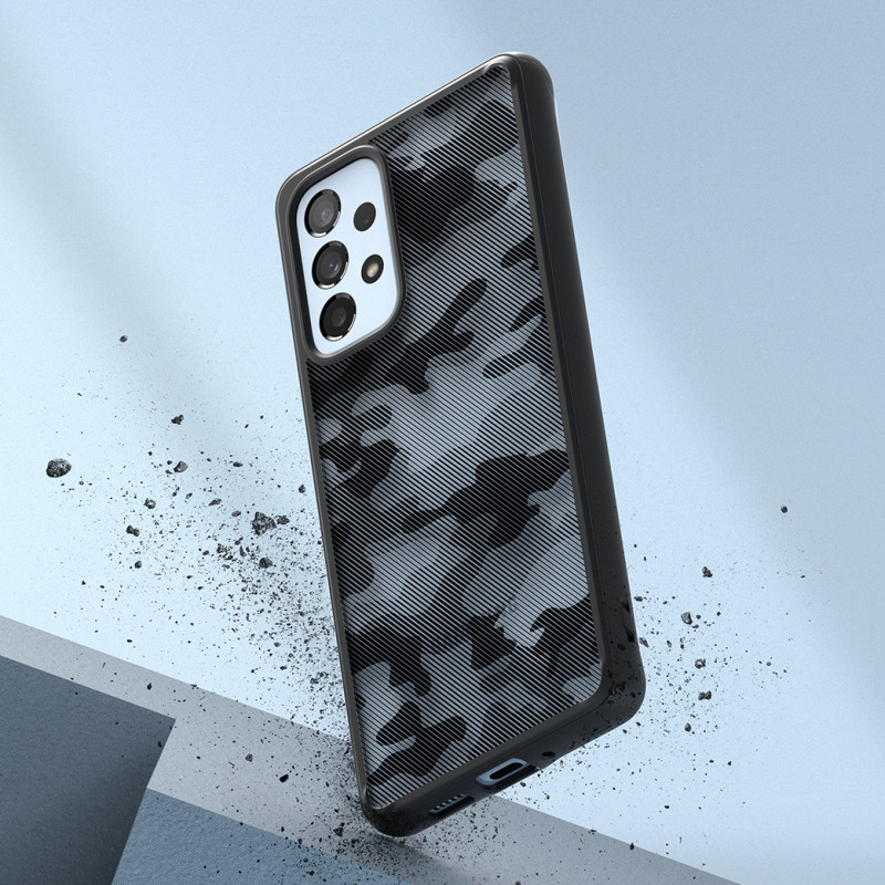 Galaxy A73 Fusion Matte juodas dėklas su gelio rėmeliu