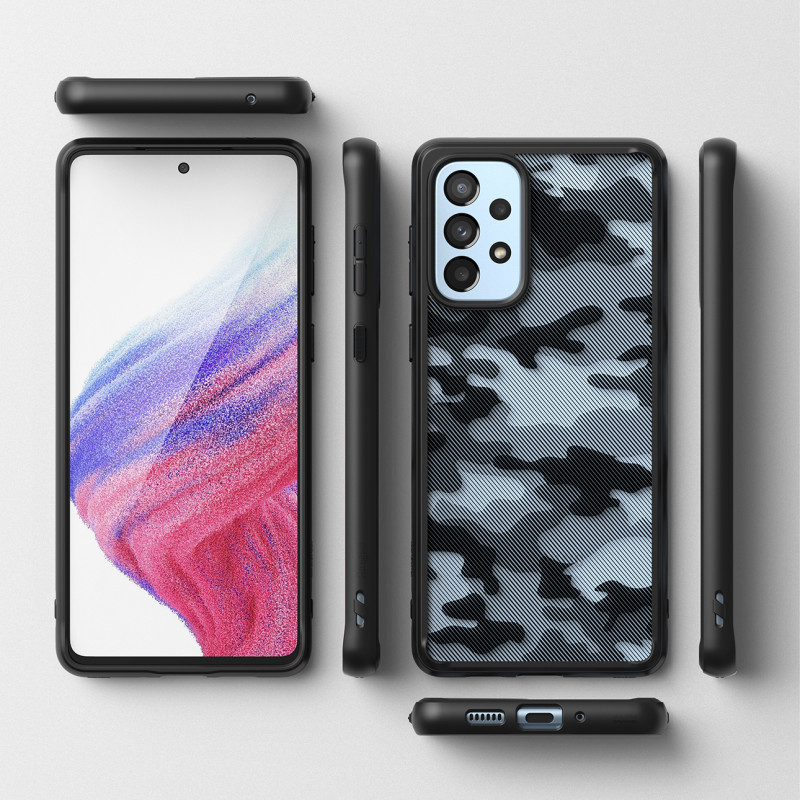 Galaxy A73 Fusion Matte juodas dėklas su gelio rėmeliu