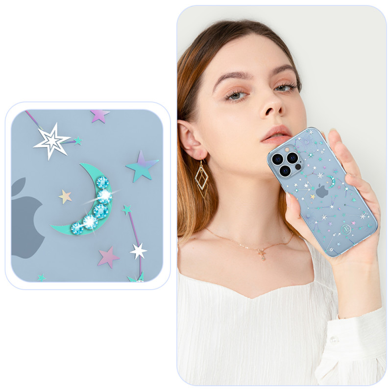 Apsauginis dėklas iPhone 13 Pro su Swarovski Crystals Lucky Series Zodiac skaidrus