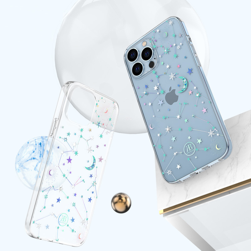 Apsauginis dėklas iPhone 13 Pro Max su Swarovski Crystals Lucky Series Zodiac skaidrus
