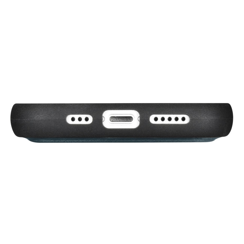 2 viename odinis atverčiamas dangtelis iPhone 14 anti-RFID alyvos vaško piniginės dėklas, mėlynas