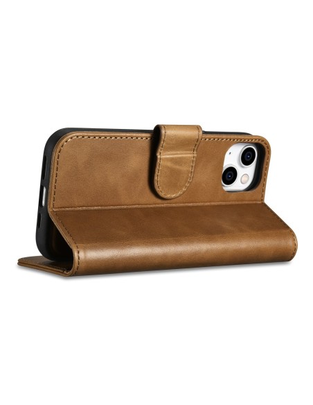 
2 viename odinis atverčiamas dangtelis iPhone 14 Plus anti-RFID alyvos vaško piniginės dėklas šviesiai rudas
