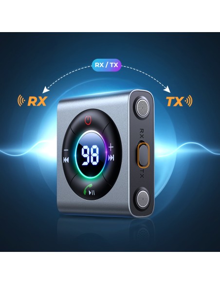Bluetooth AUX garso siųstuvo siųstuvo imtuvas, skirtas automobiliniam televizoriui pilka spalva Bluetooth AUX garso siųstuvo siųstuvo imtuvas, skirtas automobiliniam televizoriui pilka spalva