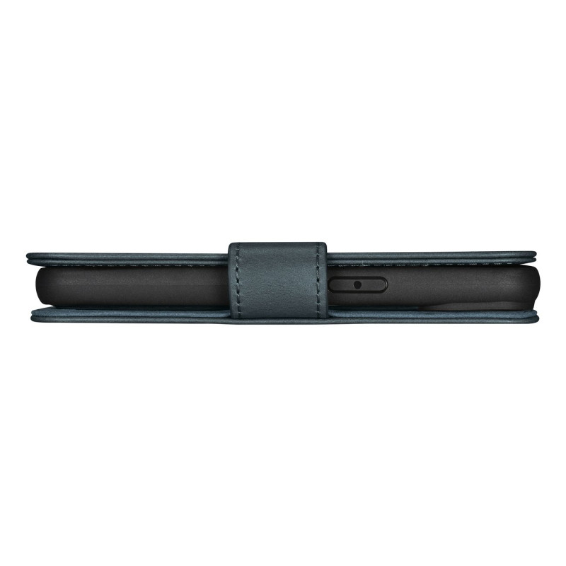 2 viename odinis atverčiamas dangtelis iPhone 14 Pro Max anti-RFID alyvos vaško piniginės dėklas mėlynas