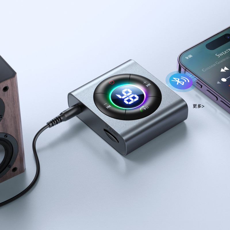 Bluetooth AUX garso siųstuvo siųstuvo imtuvas, skirtas automobiliniam televizoriui pilka spalva