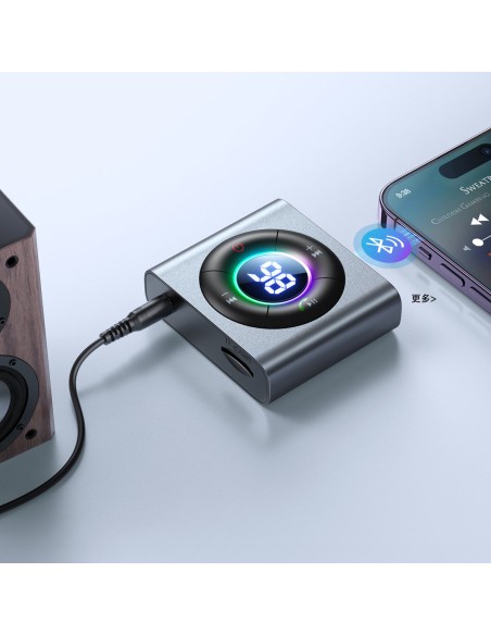 Bluetooth AUX garso siųstuvo siųstuvo imtuvas, skirtas automobiliniam televizoriui pilka spalva Bluetooth AUX garso siųstuvo siųstuvo imtuvas, skirtas automobiliniam televizoriui pilka spalva