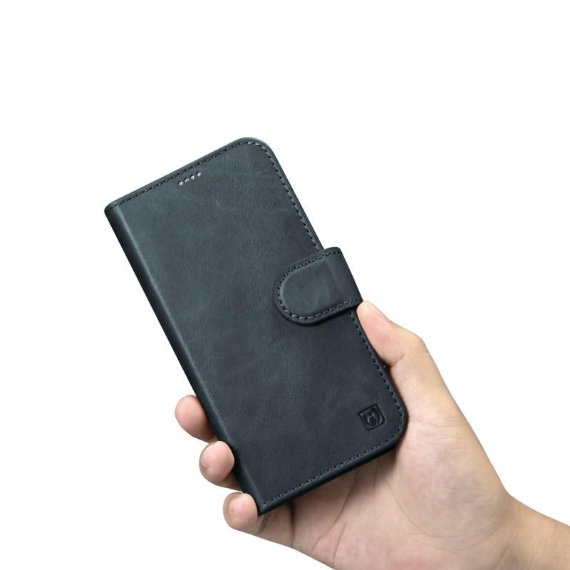 2 viename odinis atverčiamas dangtelis iPhone 14 Pro Max anti-RFID alyvos vaško piniginės dėklas mėlynas