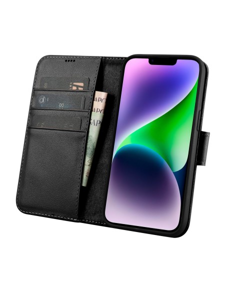 
2 viename odinis atverčiamas dangtelis iPhone 14 anti-RFID piniginės dėklas, juodas
