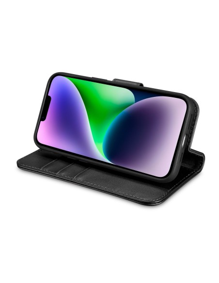 
2 viename odinis atverčiamas dangtelis iPhone 14 anti-RFID piniginės dėklas, juodas
