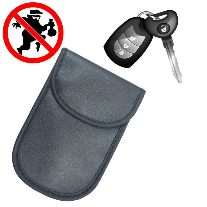 Apsaugos nuo vagystės dėklas automobilio raktams Faraday narvas 14x10cm juodas Apsaugos nuo vagystės dėklas automobilio raktams Faraday narvas 14x10cm juodas