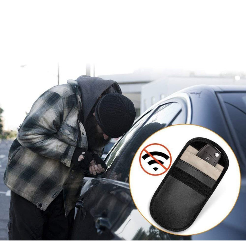Apsaugos nuo vagystės dėklas automobilio raktams Faraday narvas 14x10cm juodas