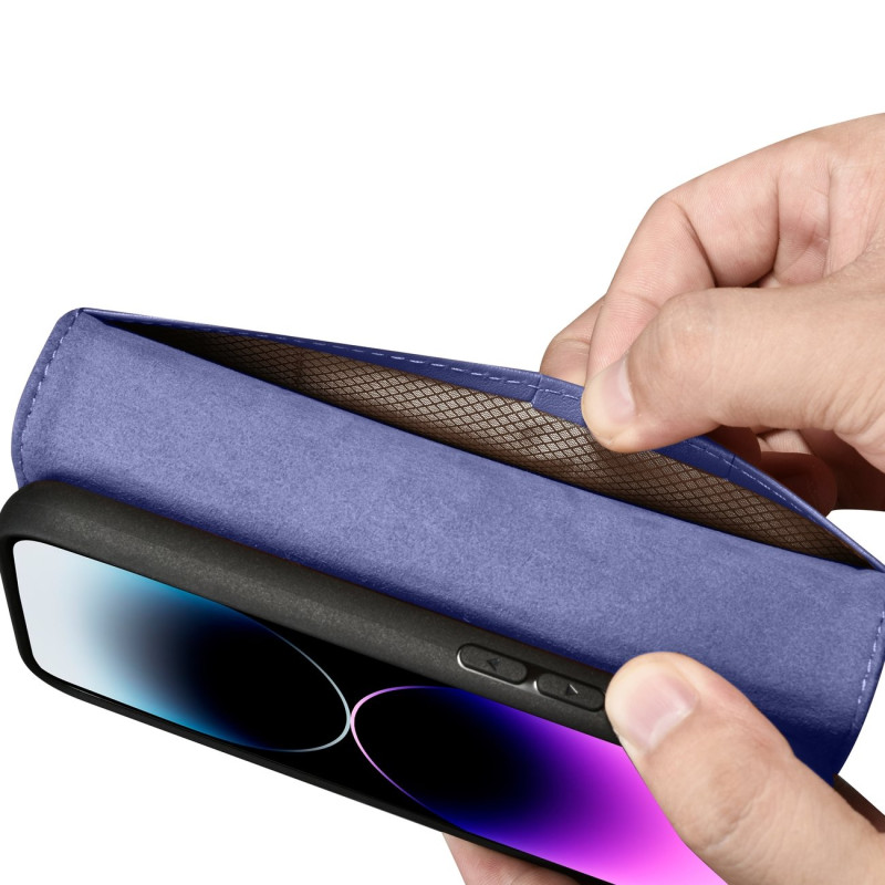 2in1 odinis atverčiamas dangtelis iPhone 14 Pro anti-RFID piniginės dėklas Šviesiai violetinis