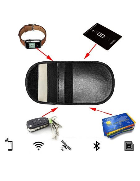 Apsaugos nuo vagystės dėklas automobilio raktams Faraday narvas 14x10cm juodas Apsaugos nuo vagystės dėklas automobilio raktams Faraday narvas 14x10cm juodas