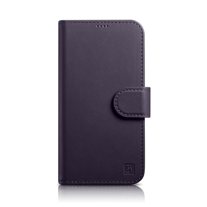 2 viename odinis atverčiamas dangtelis iPhone 14 Plus Anti-RFID piniginės dėklas Tamsiai violetinis