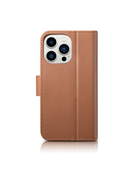 
2 viename odinis atverčiamas dangtelis iPhone 14 Pro Max Anti-RFID piniginės dėklas, rudas
