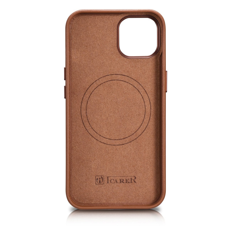 Natūralios odos dėklo dangtelis iPhone 14 Plus MagSafe Case Oda ruda