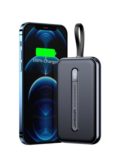 Maitinimo bankas su įmontuotu kabeliu Iphone Lightning 10000mAh PD QC3.0 juodas Maitinimo bankas su įmontuotu kabeliu Iphone Lightning 10000mAh PD QC3.0 juodas