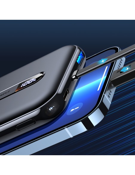Maitinimo bankas su įmontuotu kabeliu Iphone Lightning 10000mAh PD QC3.0 juodas Maitinimo bankas su įmontuotu kabeliu Iphone Lightning 10000mAh PD QC3.0 juodas