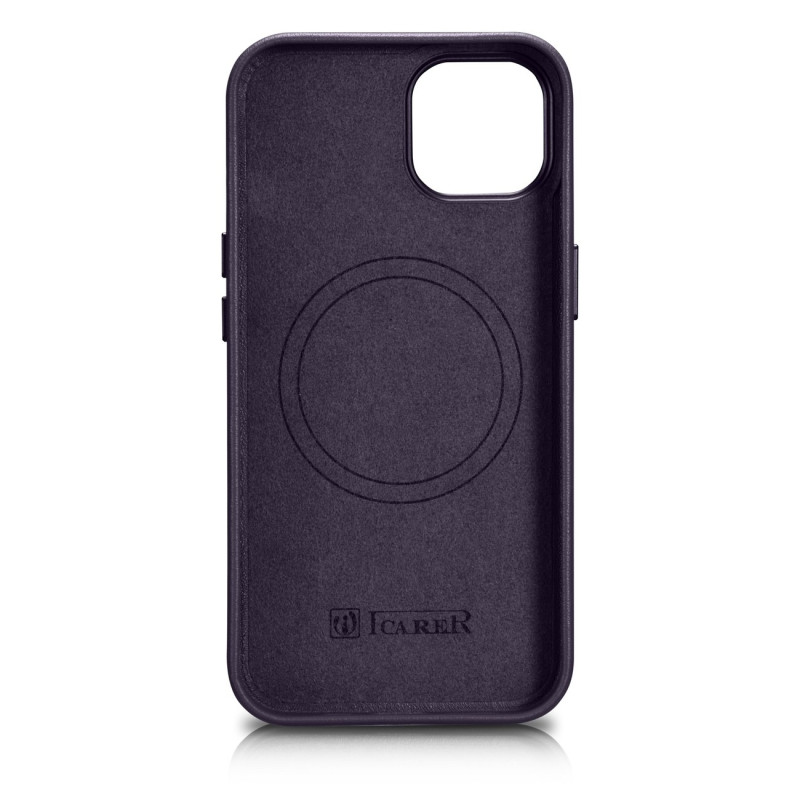 Natūralios odos dėklo dangtelis iPhone 14 Plus MagSafe Case Oda tamsiai violetinė