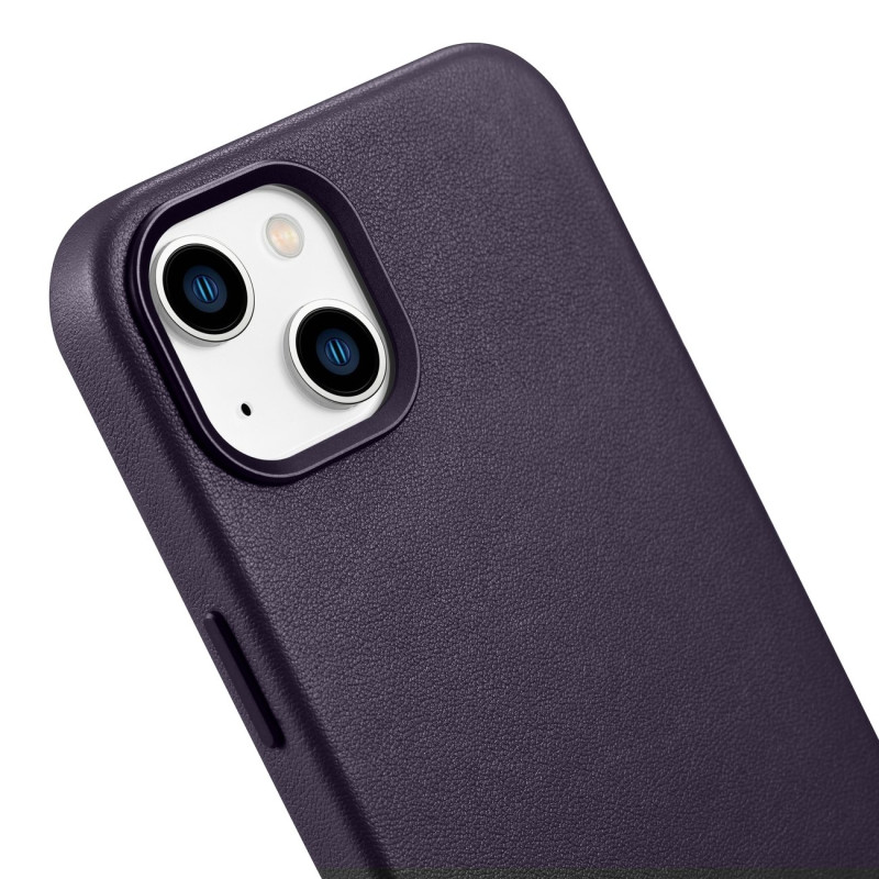 Natūralios odos dėklo dangtelis iPhone 14 Plus MagSafe Case Oda tamsiai violetinė
