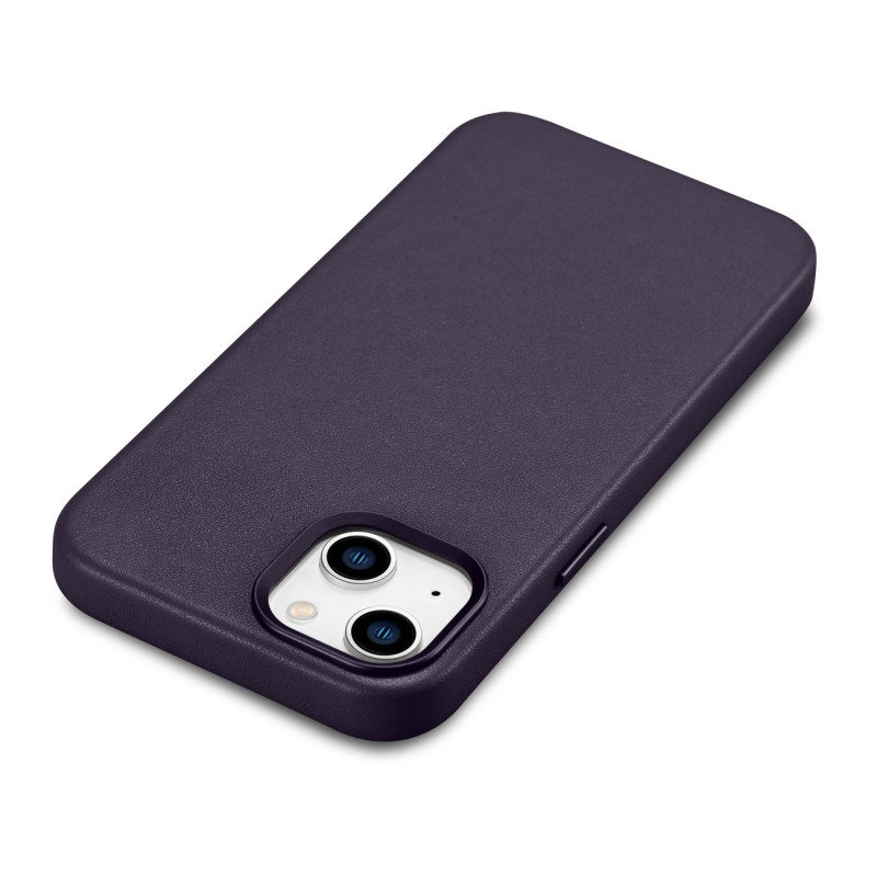 Natūralios odos dėklo dangtelis iPhone 14 Plus MagSafe Case Oda tamsiai violetinė