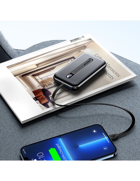 Maitinimo bankas su įmontuotu kabeliu Iphone Lightning 10000mAh PD QC3.0 juodas Maitinimo bankas su įmontuotu kabeliu Iphone Lightning 10000mAh PD QC3.0 juodas