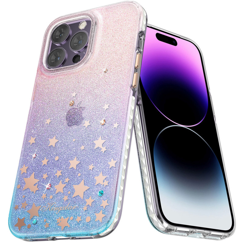 iPhone 14 Pro Heart Star serijos ZODIAC dėklas su žvaigždėmis