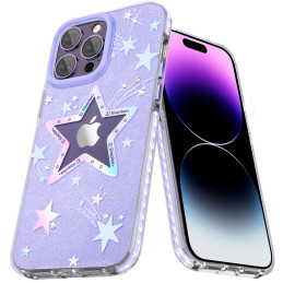 
iPhone 14 Plus Heart Star serijos PURPLE STAR žvaigždės dėklas
