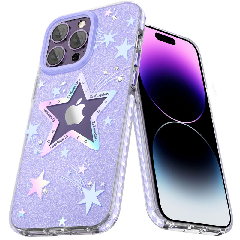iPhone 14 Plus Heart Star serijos PURPLE STAR žvaigždės dėklas