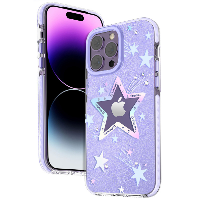 iPhone 14 Plus Heart Star serijos PURPLE STAR žvaigždės dėklas