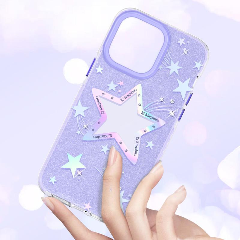 iPhone 14 Plus Heart Star serijos PURPLE STAR žvaigždės dėklas