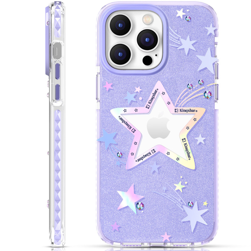 iPhone 14 Plus Heart Star serijos PURPLE STAR žvaigždės dėklas