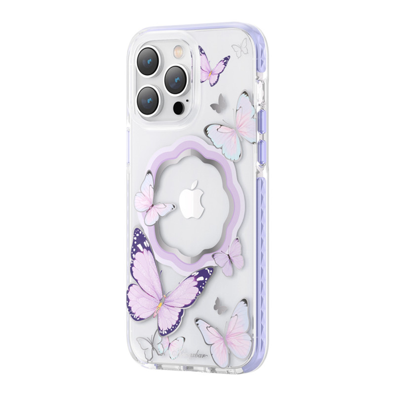 
Magnetinis dėklas su drugeliais, skirtas iPhone 14 Plus MagSafe Butterfly Series violetinis
