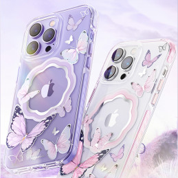 
Magnetinis dėklas su drugeliais skirtas iPhone 14 Plus MagSafe Butterfly Series mėlynai
