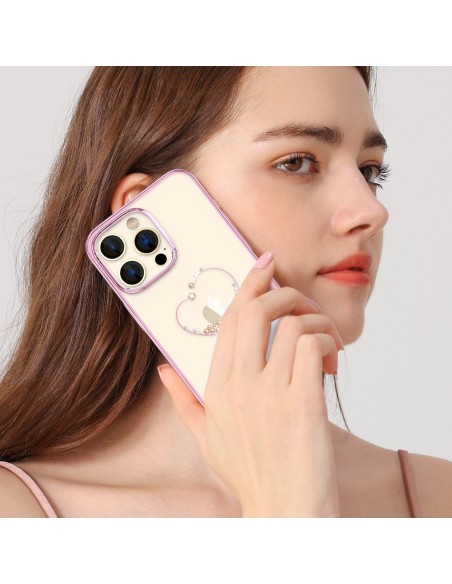 
iPhone 14 Plus dėklas dekoruotas Wish Series rožiniais kristalais
