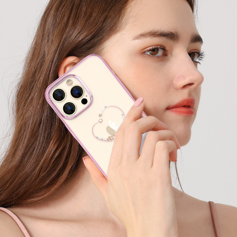 iPhone 14 Pro Max dėklas dekoruotas Wish serijos rožiniais kristalais