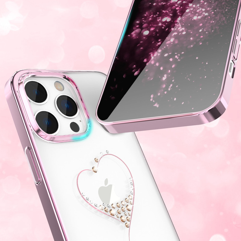 iPhone 14 Pro Max dėklas dekoruotas Wish serijos rožiniais kristalais