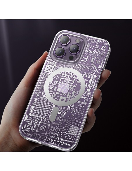 
Magnetinis dėklas iPhone 14 Pro MagSafe PQY Geek Series sidabras
