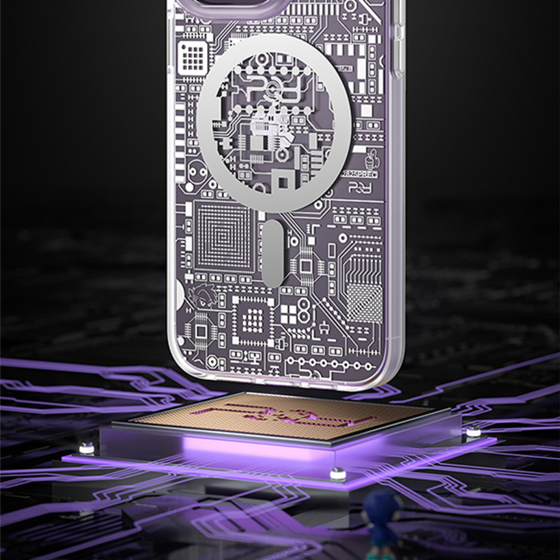 Magnetinis dėklas iPhone 14 Pro Max MagSafe PQY Geek Series sidabras