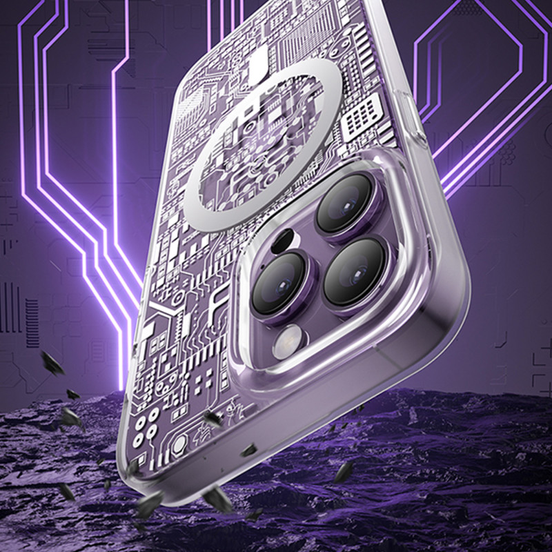 Magnetinis dėklas iPhone 14 Pro Max MagSafe PQY Geek Series sidabras