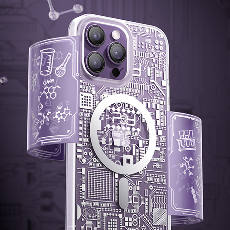 Magnetinis dėklas iPhone 14 Pro Max MagSafe PQY Geek Series sidabras