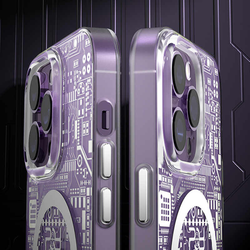 Magnetinis dėklas iPhone 14 Pro Max MagSafe PQY Geek Series sidabras