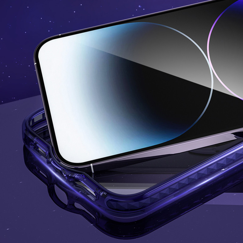 Magnetinis dėklas iPhone 14 Plus MagSafe PQY Ice Crystal Series violetinis