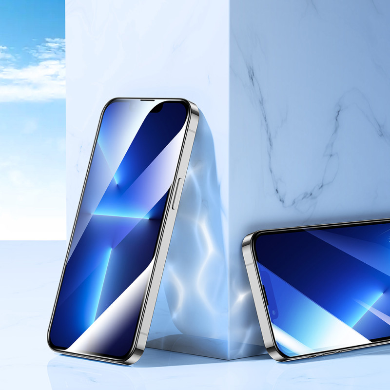 Viso ekrano grūdintas stiklas skirtas iPhone 14 Pro Max su Knight 2.5D TG rėmeliu, skaidrus